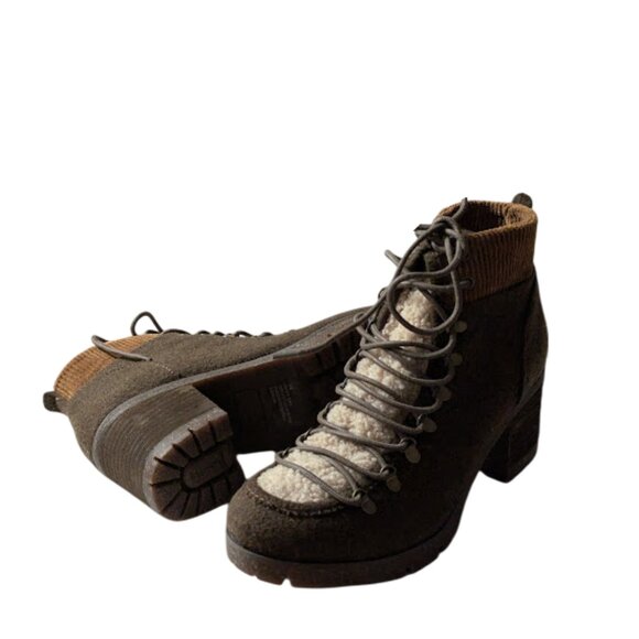 New Korks Women's Elin Rustic Brown Wool Blend Lace-up Bootie Boot Size 8.5 NWOB - Picture 3 of 9